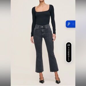 DL1961 Bridget Boot Cut Jeans, High Rise Instasculpt Crop Denim, Black, Size 28